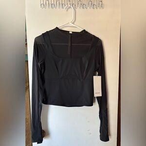lululemon athletica Black Mesh Mixed Long Sleeve